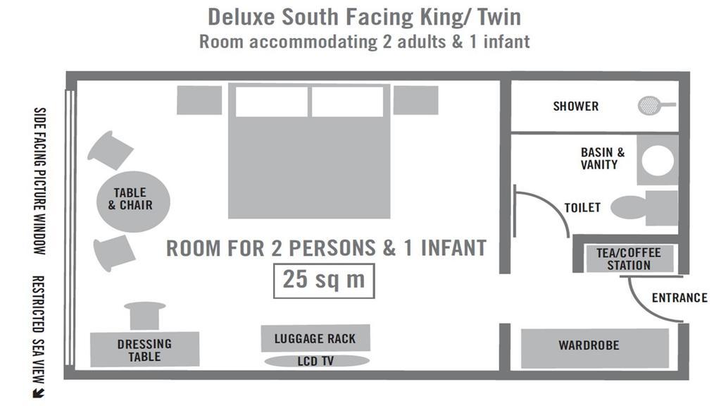 Deluxe Kamer met een Kingsize bed of Tweepersoonskamer met 2 Aparte Bedden - Zuidzijde